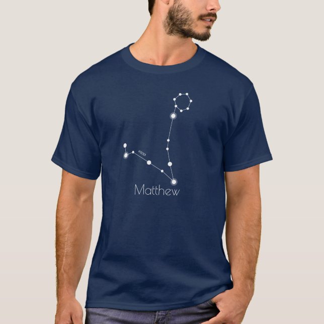 Personlig Pisces Zodiac Constellation Tee Shirt (Framsida)