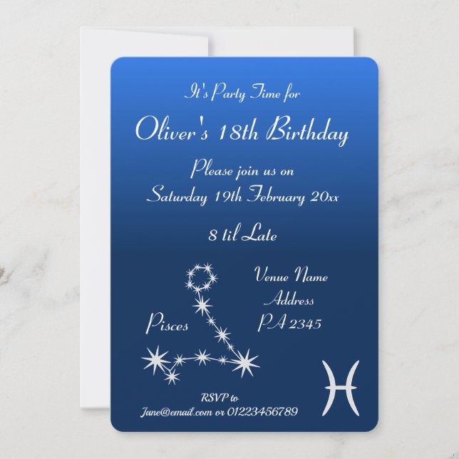 Personlig Pisces Zodiac Galaxy Party-inbjudan Inbjudningar (Framsida)