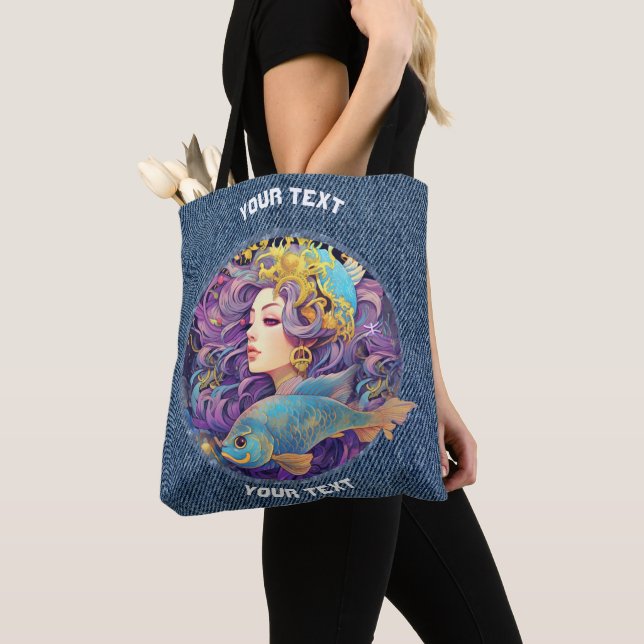 PERSONLIG PISCES ZODIAC SIGN TYGKASSE (Närbild)