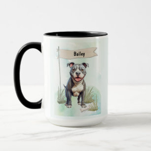 Personlig Pit Bull Terrier i akvarell Hund Mugg