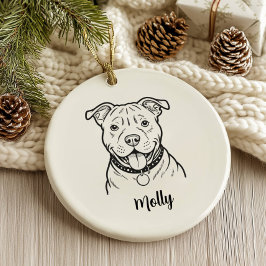 Personlig Pitbull Hund Jul Julgransprydnad Keramik