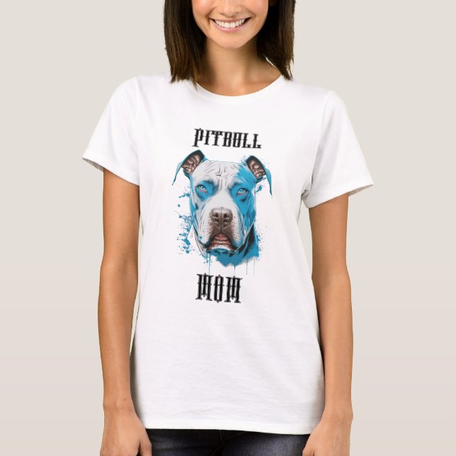 Personlig Pitbull Mamma T Shirt (Framsida)
