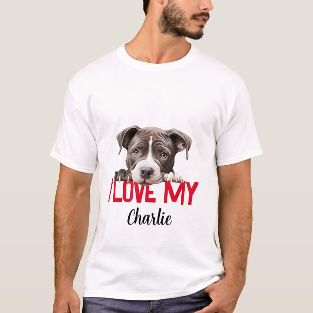 Personlig Pitbull Valentindagen T Shirt (Framsida)