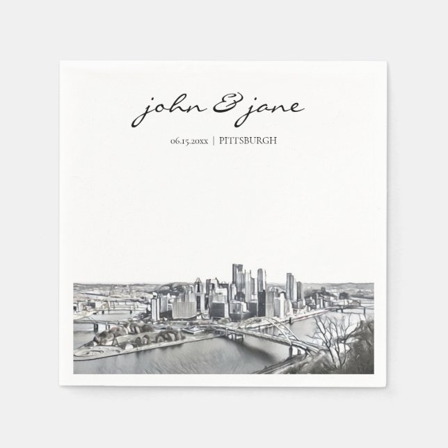 Personlig Pittsburgh Cocktail Napkin Pappersservett (Framsidan)