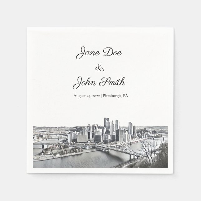 Personlig Pittsburgh Cocktail Napkin Pappersservett (Framsidan)