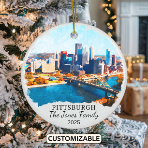 Personlig Pittsburgh Ornament, Kansas Gift Julgransprydnad Keramik