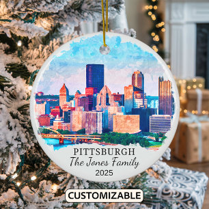Personlig Pittsburgh Ornament, Pennsylvania Julgransprydnad Keramik