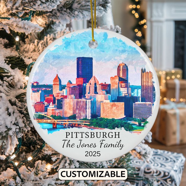 Personlig Pittsburgh Ornament, Pennsylvania Julgransprydnad Keramik (Skapare uppladdad)