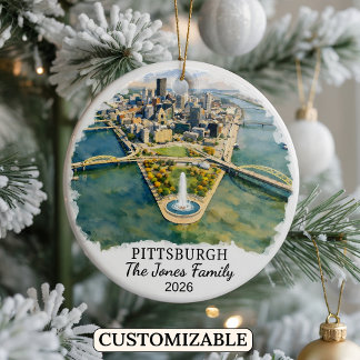 Personlig Pittsburgh, Skräddarsydd Pennsylvania Julgransprydnad Keramik