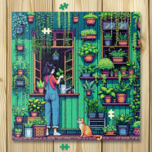 Personlig Pixel Art Plants and Cat