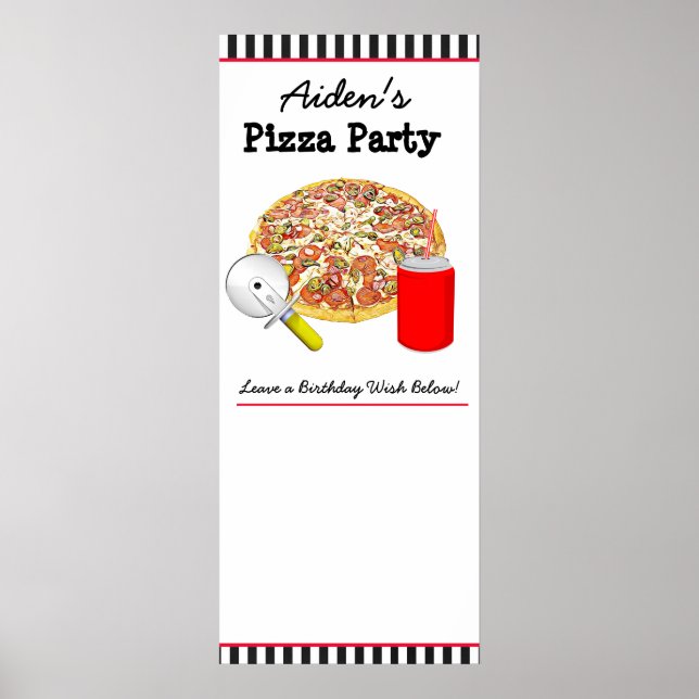 Personlig Pizza Födelsedagsfest Poster, signera! Poster (Framsidan)