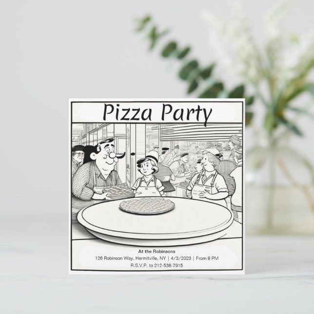 Personlig Pizza-partiinbjudan Inbjudningar (Stående Fram)