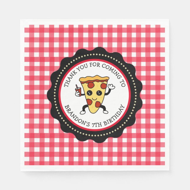 Personlig Pizza Party Birthday Papper Pappersservett (Framsidan)