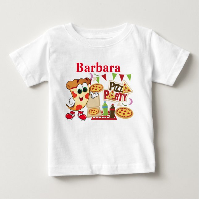 Personlig Pizza Party Roligt T Shirt (Framsida)