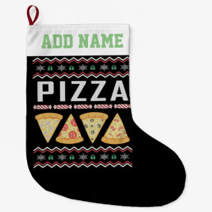 Personlig Pizza Ugly jul Sweater Stor Julstrumpa