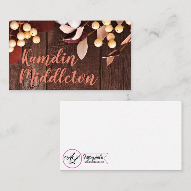 Personlig Placera kort av bomull Gren på Mörk Woo (Fram/baksida)