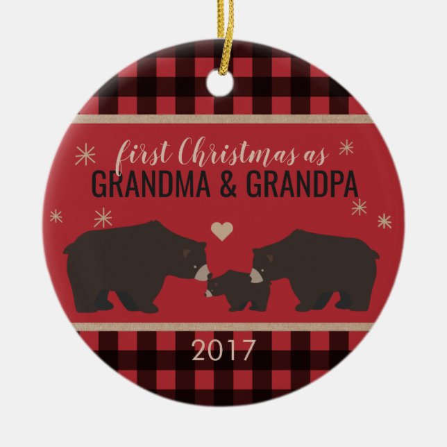 Personlig Plaid Grandparent's Ornament (Framsidan)