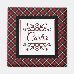 Personlig Plaid-snowflake Magnet