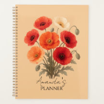 Personlig planerare, färgrik vallmo blomster