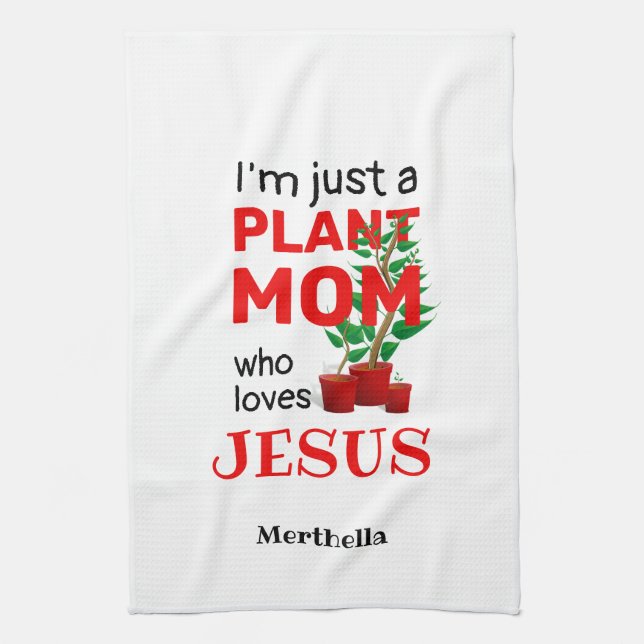 Personlig PLANT MAMMA KÄRLEK JESUS Kökshandduk (Vertikal)
