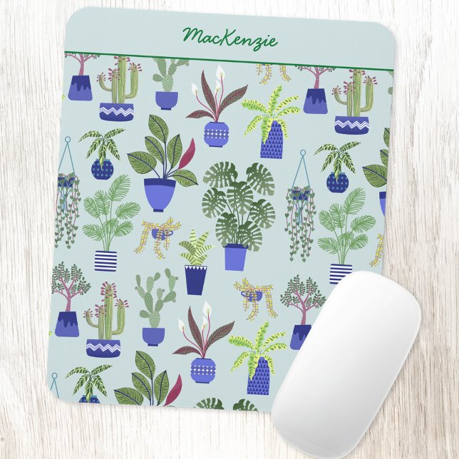 Personlig Plant  Musmatta (Personalized custom name houseplant cactus succulent pattern mouse mat)