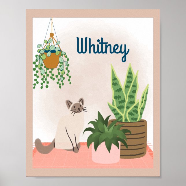 Personlig Plant och Cat Lover Wall Art Poster (Framsidan)