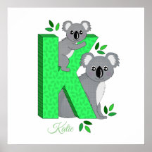 Personlig plantskolor poster - K för Koala