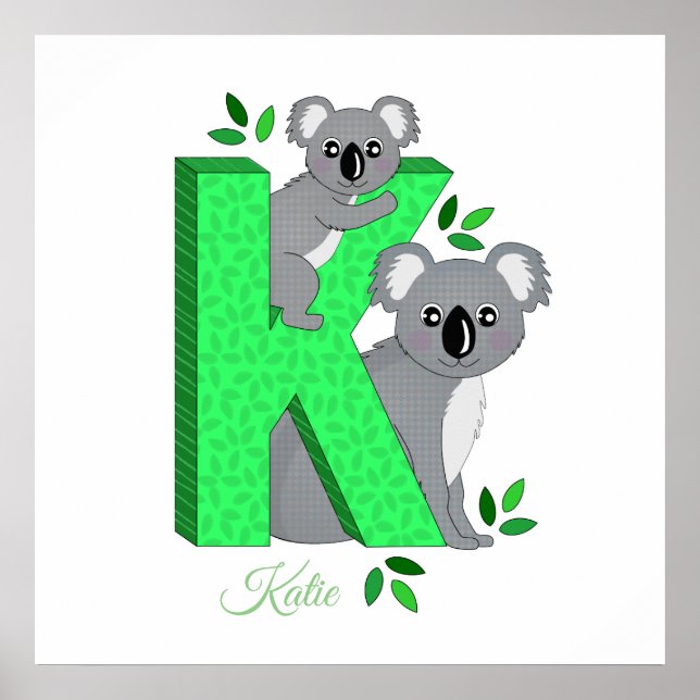 Personlig plantskolor poster - K för Koala (Framsidan)