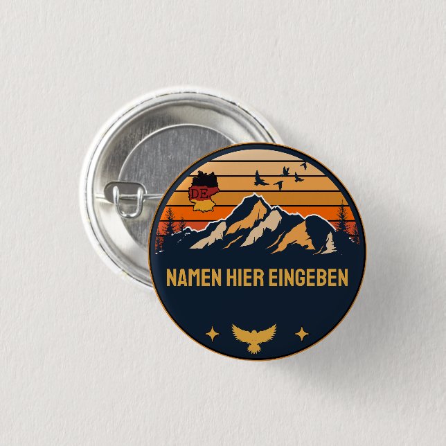 Personlig platsnamn Tyskland Runddesign Knapp (Framsida & baksida)