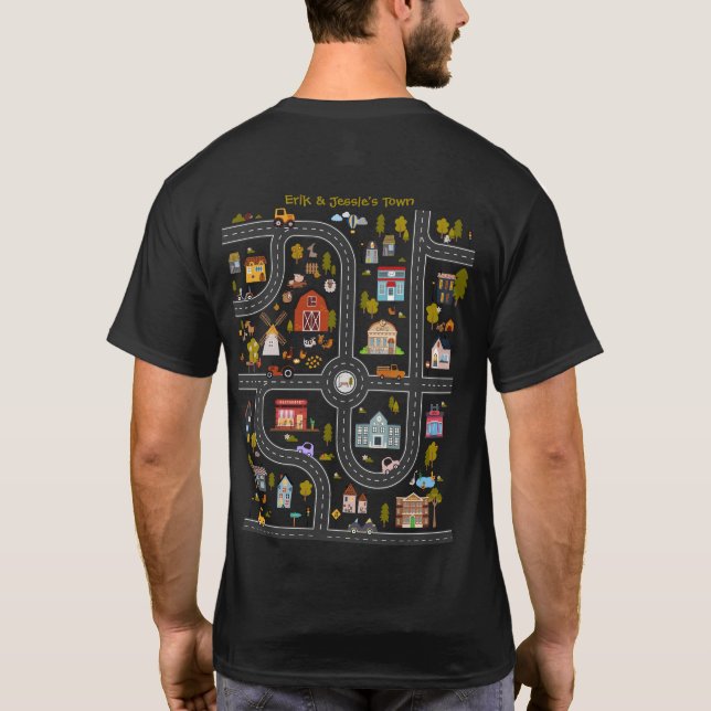 Personlig "Play Cars On Pappa Backback" Shirt T Shirt (Baksida)
