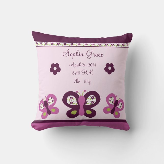 Personlig Plum Butterfly Keepsaké Pillow Kudde (Framsida)