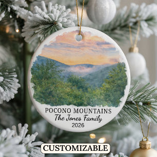 Personlig Pocono Mountains, Skräddarsydd Pennsylva Julgransprydnad Keramik