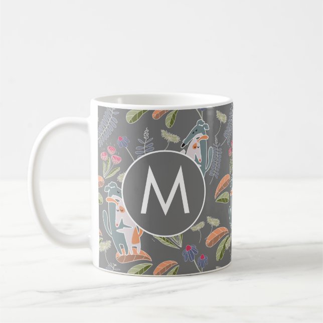 Personlig Podenco Galgo Cute Grått Kaffemugg (Vänster)