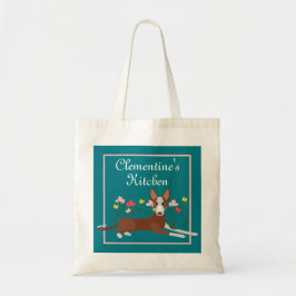 Personlig Podenco Hund Girly Blommigt Blue Retro Tygkasse