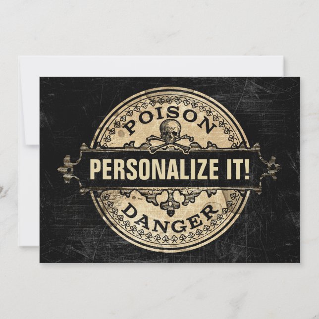 Personlig Poison Vintage Stil-etikettinbjudan Inbjudningar (Framsida)
