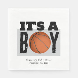 Personlig pojk basketboll baby shower vit pappersservett