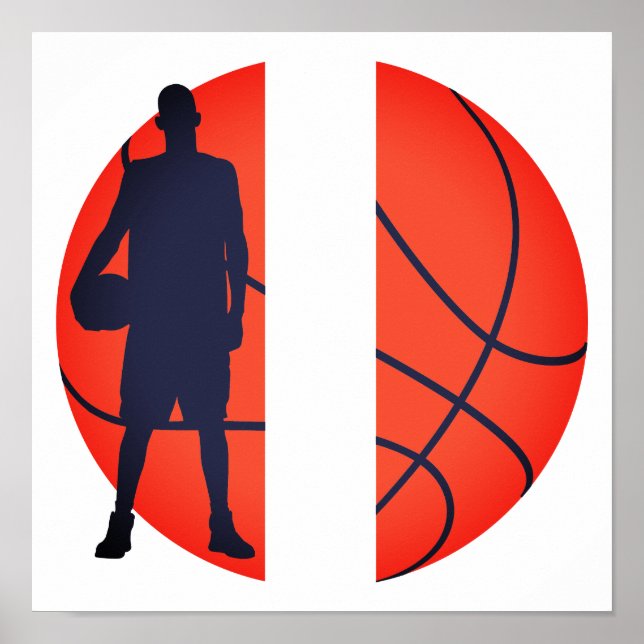 Personlig pojk basketboll delad monogram poster (Framsidan)