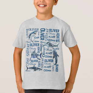 Personlig pojkar namn med hajskinn t shirt