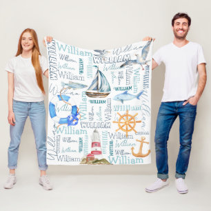 Personlig-pojkar namn sjösegelfartyg fleecefilt