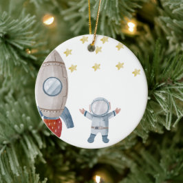 Personlig Pojke Astronaut Första jul Julgransprydnad Keramik