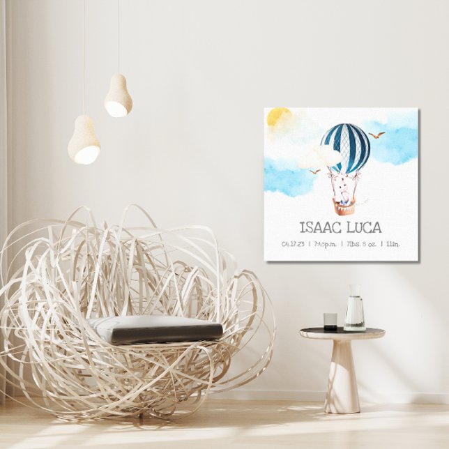 Personlig Pojke Birth Stats Photo Canvas (Personalized Baby Boy Balloon Birth Stats Canvas)