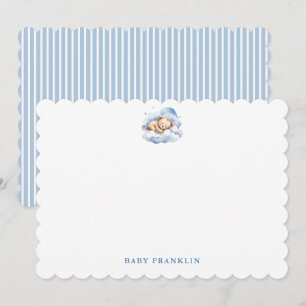 Personlig pojke brevpapper Björn Baby Shower Tack Kort