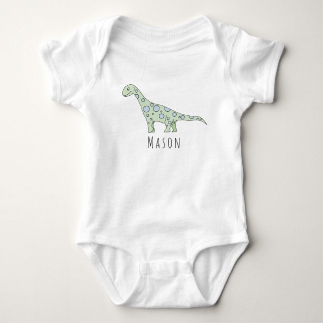 Personlig Pojke Doodle Dinosaur med Namn T Shirt (Framsida)