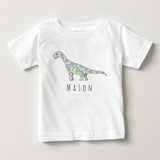 Personlig Pojke Doodle Dinosaur med Namn T Shirt (Framsida)