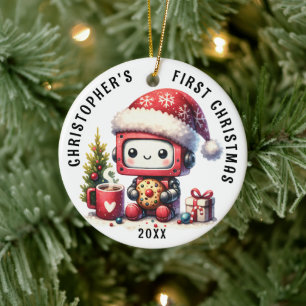 Personlig Pojke Första julklappen Robot Julgransprydnad Keramik
