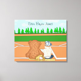 Personlig Pojke i Nallen Baseball Cap Canvastryck