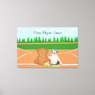 Personlig Pojke i Nallen Baseball Cap Canvastryck