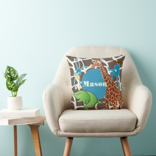 Personlig Pojke Jungle Giraffe Mönster Kudde