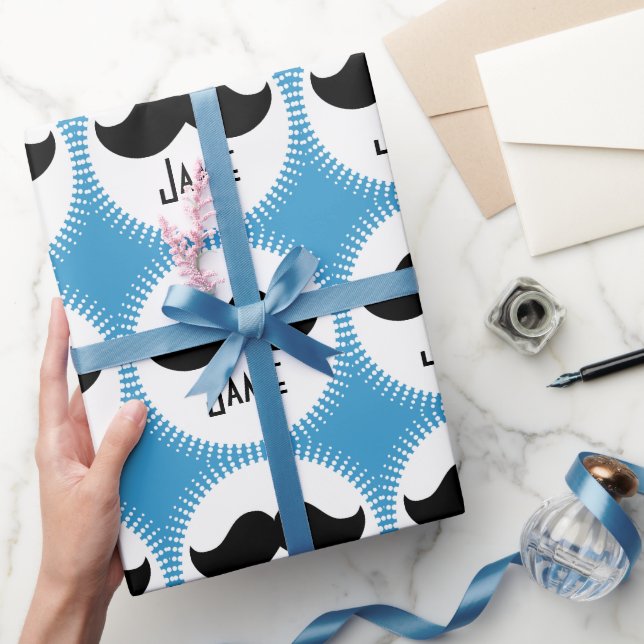 Personlig Pojke Mustache Wrapping Papper Presentpapper (Gifting)