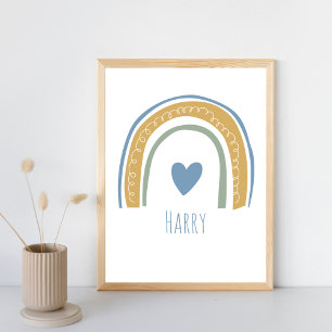 Personlig Pojke Namn Regnbåge Nursery Wall Poster